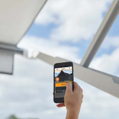 Smartphone app controlled awning