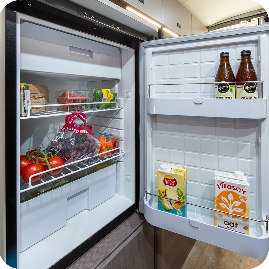 Up to 90L 12V Fridge^ 83L Fridge to RM and FD floorplans