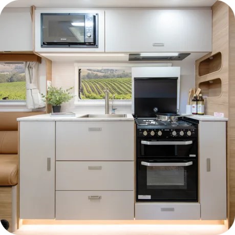 FULL EQUIPPED KITCHEN WITH COOKTOP 4-BURNER COOKTOP WITH BUILT IN GRILLER & OVEN RECESSED WITH LAMINEX ^COVER AN MICROWAVE